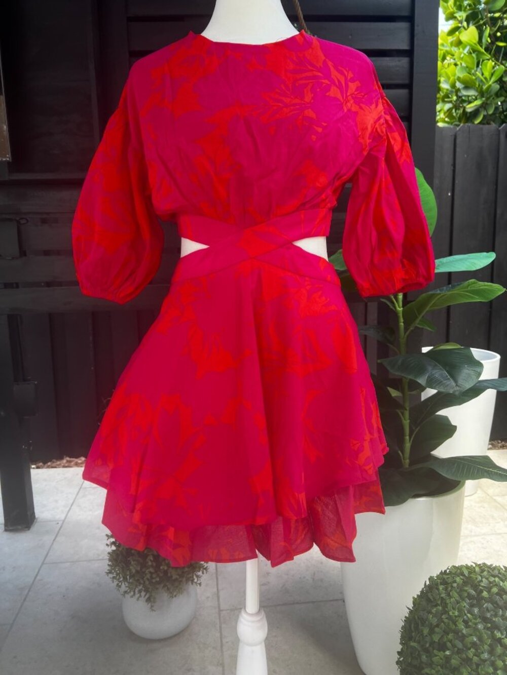 NWT Pink open-back floral print dress resort summer beach dress SMALL